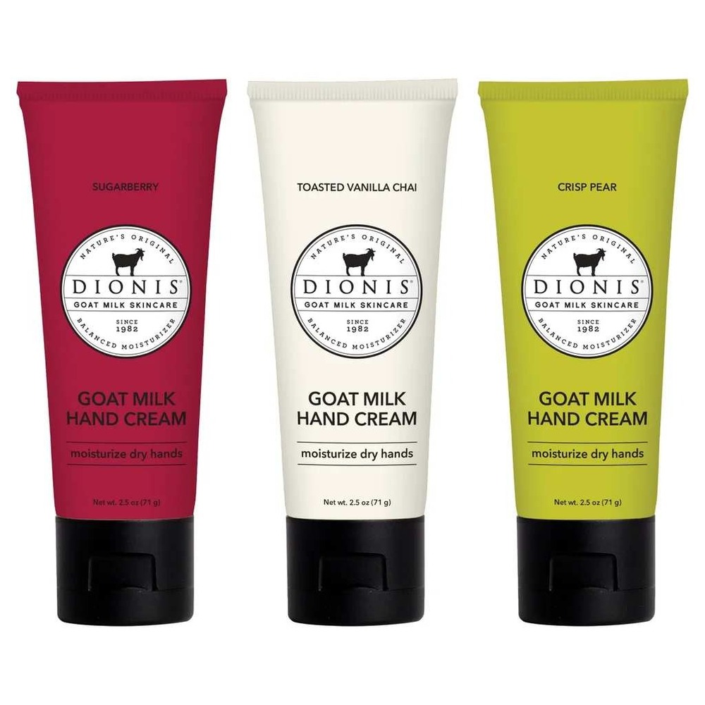 DIONIS Goat Milk Hand Cream Set 3 Pack 2.5 oz | Sugarberry‎ | Vanilla | Pear